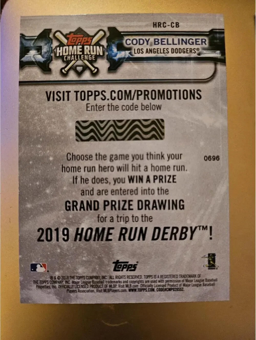 Cody Bellinger 2018 Topps Homerun Challenge Insert - #HRC-CB - RAW Mint